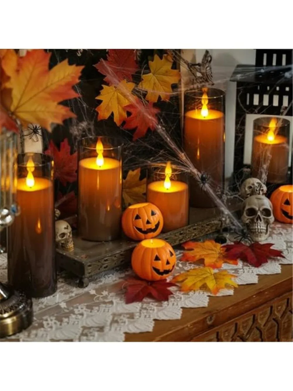 Gray Flickering Flameless Candles Battery Operated Acrylic LED Pillar